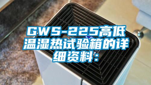 GWS-225高低溫濕熱試驗箱的詳細資料：