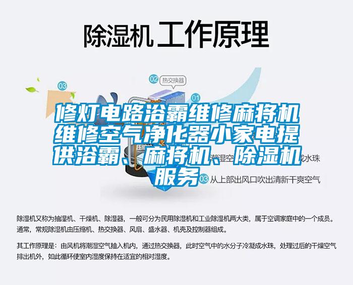 修燈電路浴霸維修麻將機(jī)維修空氣凈化器小家電提供浴霸、麻將機(jī)、除濕機(jī)服務(wù)